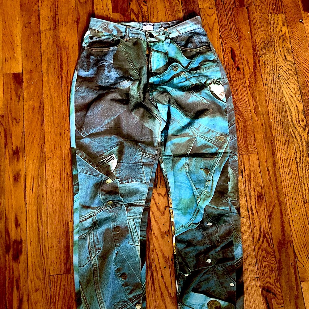 RARE denim pattern Moschino pants